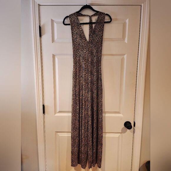 XGen vintage stretchy cheetah print halter pants jumpsuit S - Picture 1 of 5